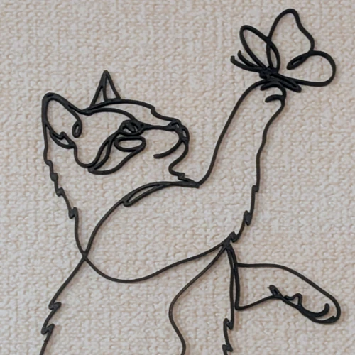 Minimalist Wire Art: The Cat & Butterfly