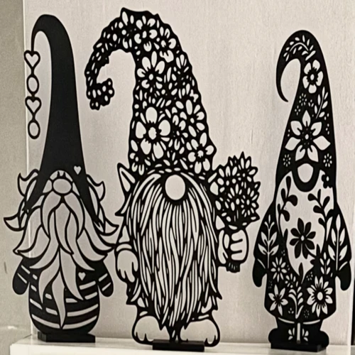 2D Art Style 3D Printed Gnomes – Decorative Silhouette Display