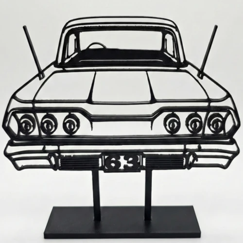 2D Art Style 3D Printed Chevrolet Impala – Classic Car Silhouette Décor