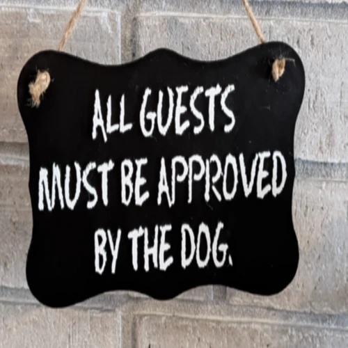 Approved by Dog hanging sign