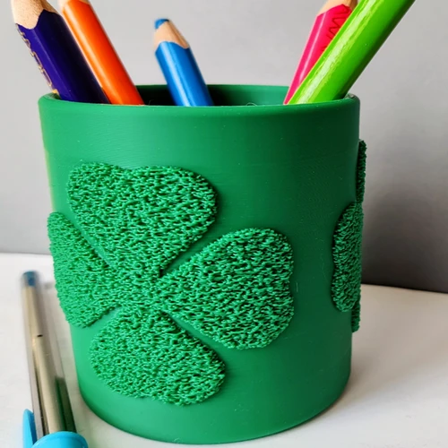 Fuzzy Shamrock Pen Holder