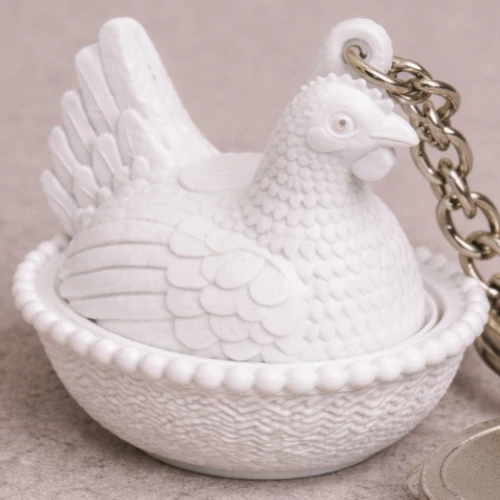 Rustic Keepsake: Vintage Hen on Nest Keychain